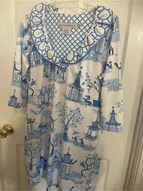 Gretchen Scott Designs Blue and White Mini Dress
